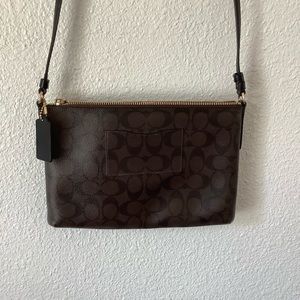 Coach Bags - Coach brown leather and black monogram bag Coach Bags - Coach brown leather and black monogram bag